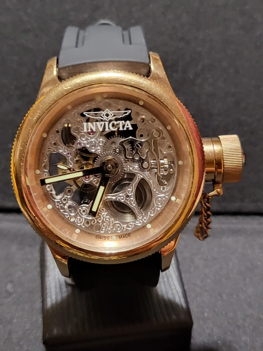 Invicta Model 3489 Gold Skeleton Dial Men's Mechanical Watch